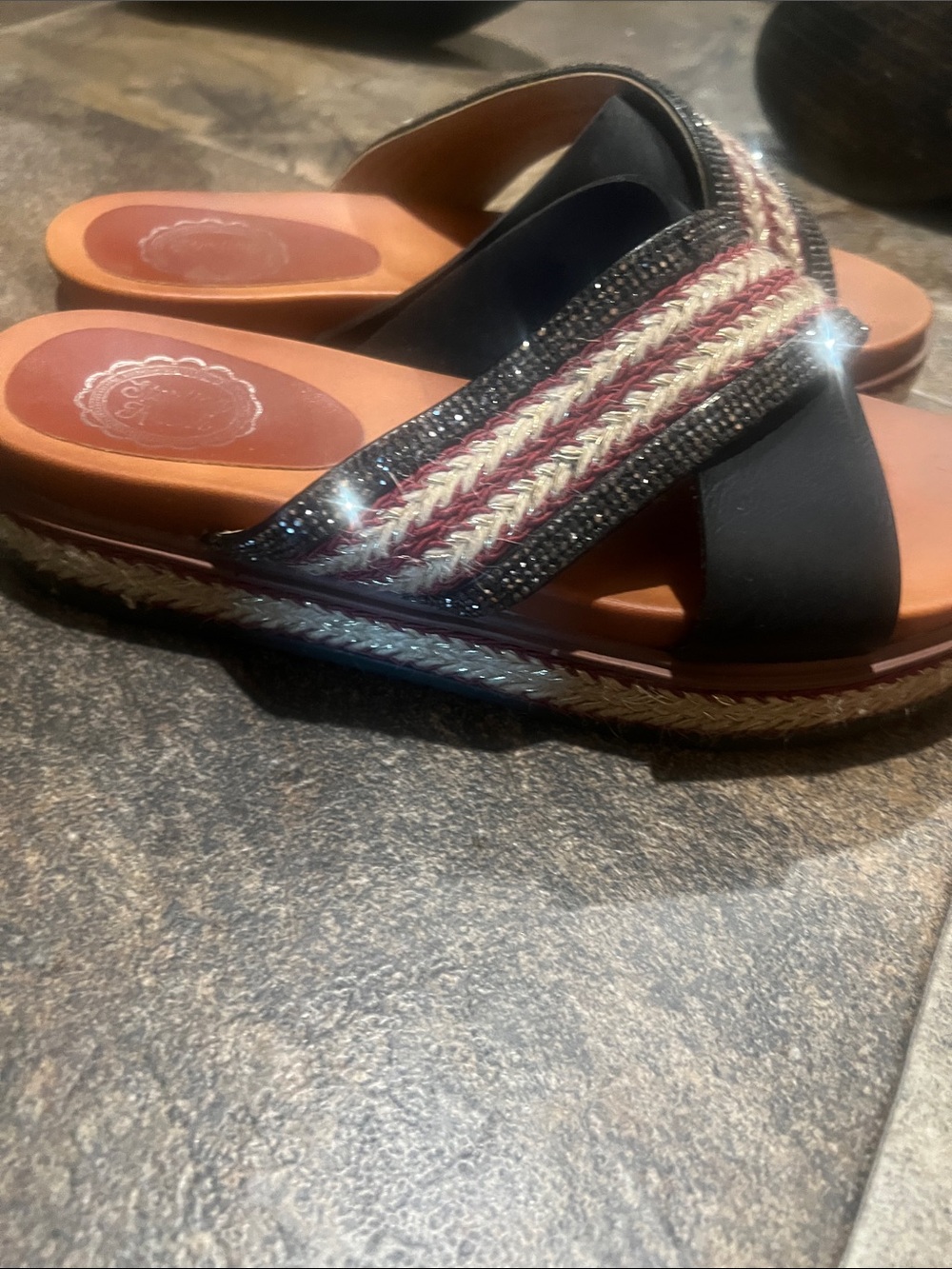 Women’s Black Braided Crossband Slide Sandals